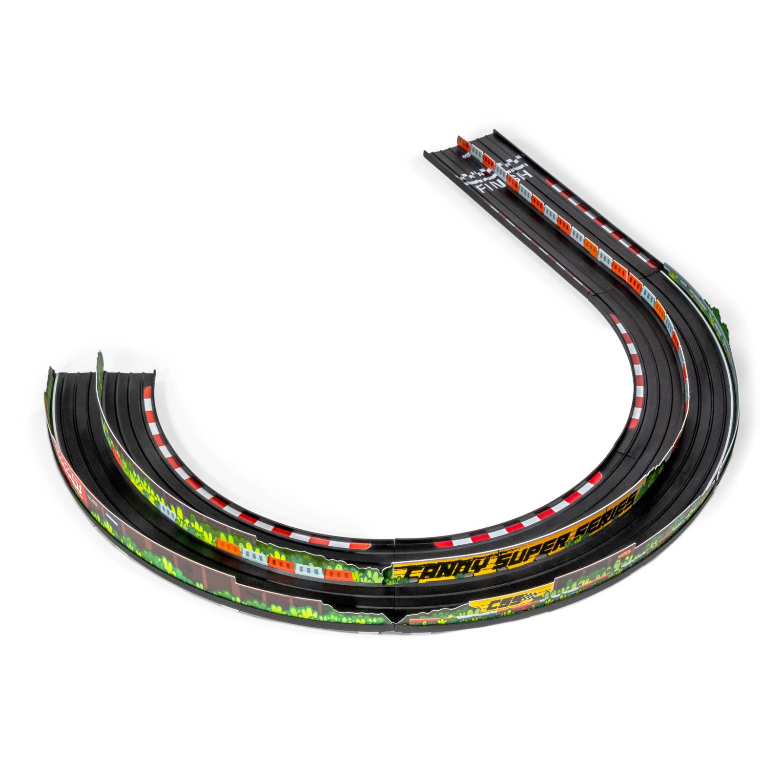 Model race track set on a white background