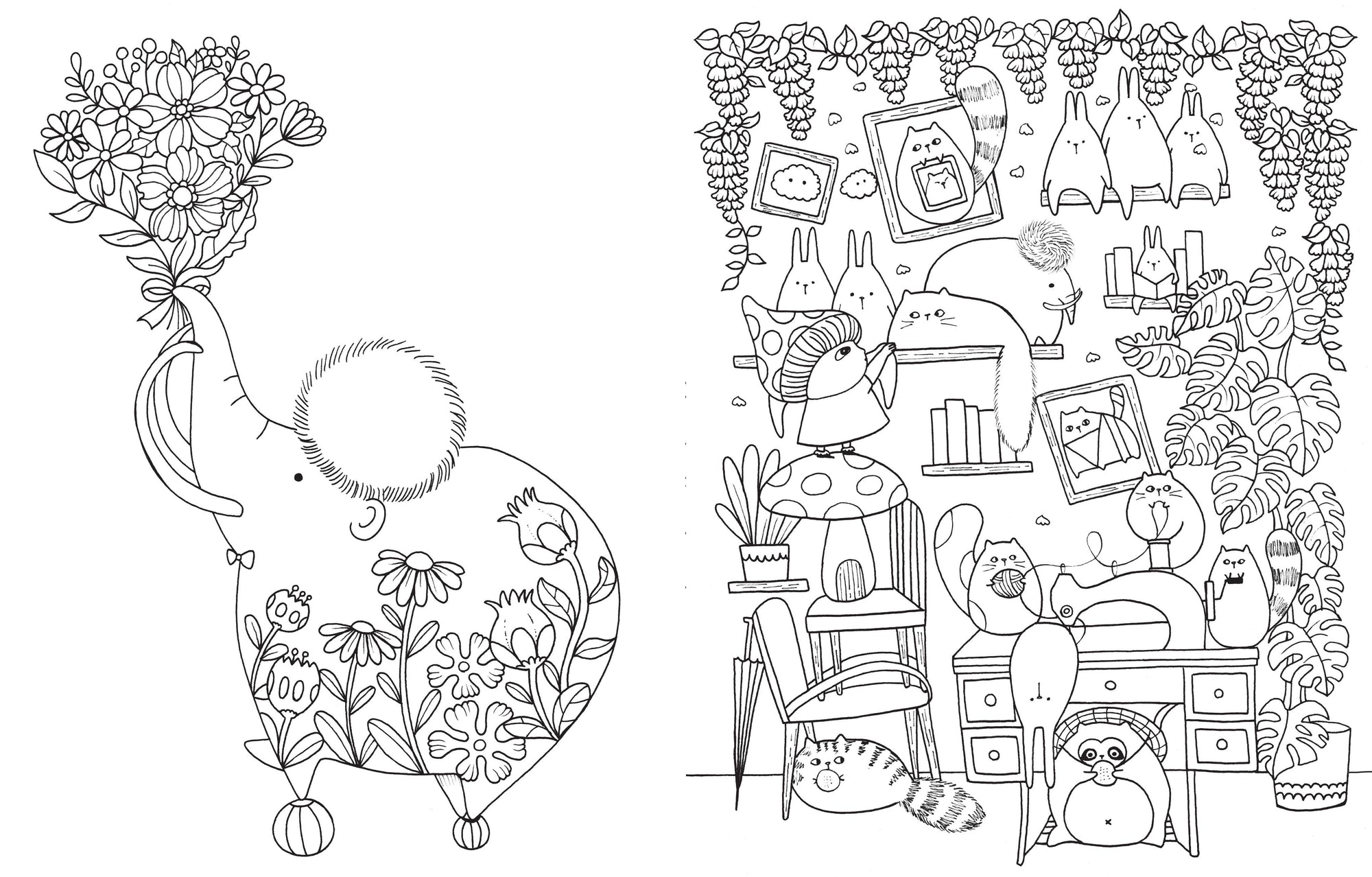 A Million Cute Animals Coloring Book