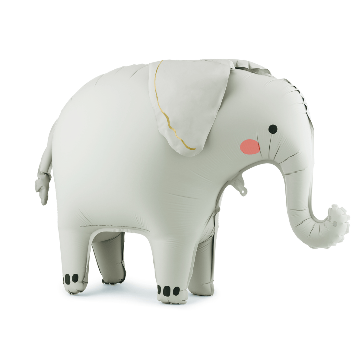 Gray elephant plush toy on a white background