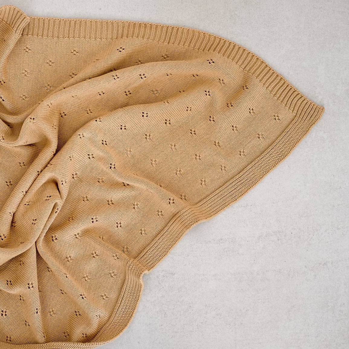 Organic Cotton Knitted Blanket -Ochre