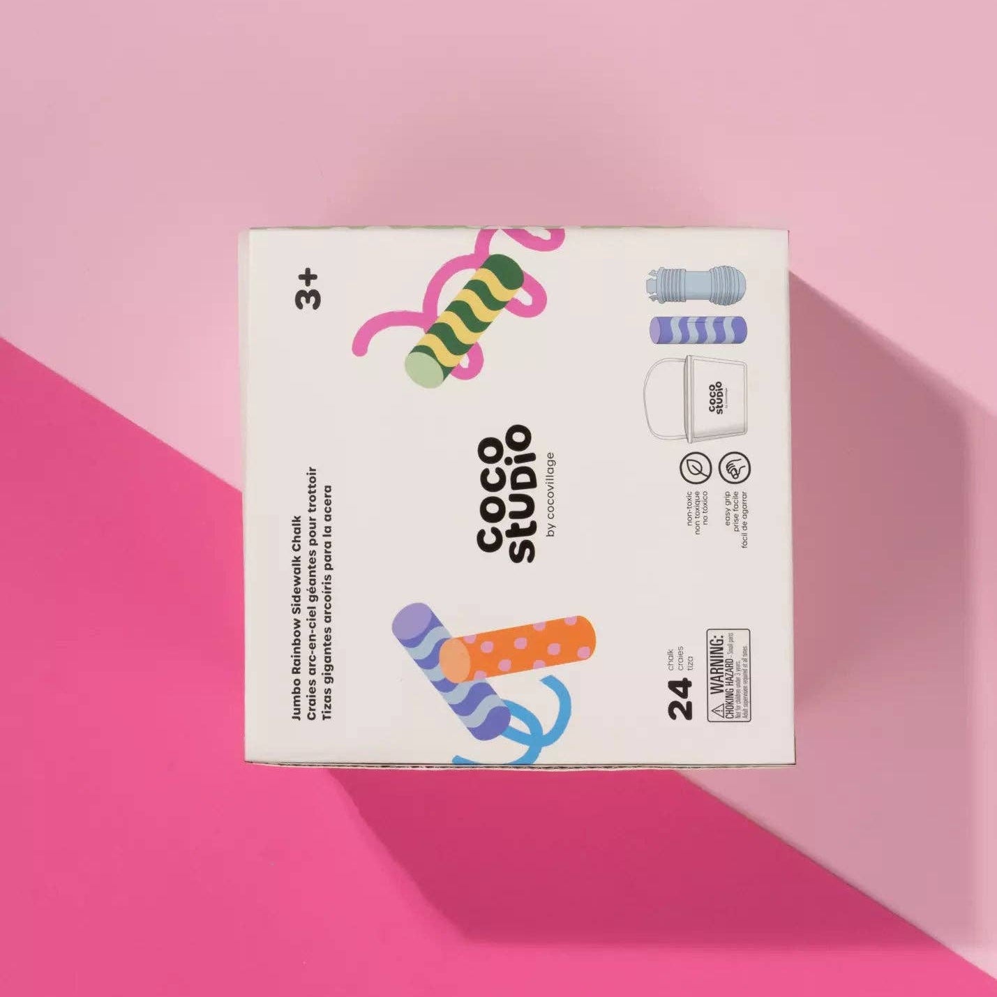 Product packaging with 'Coco Studio' branding on a pink background