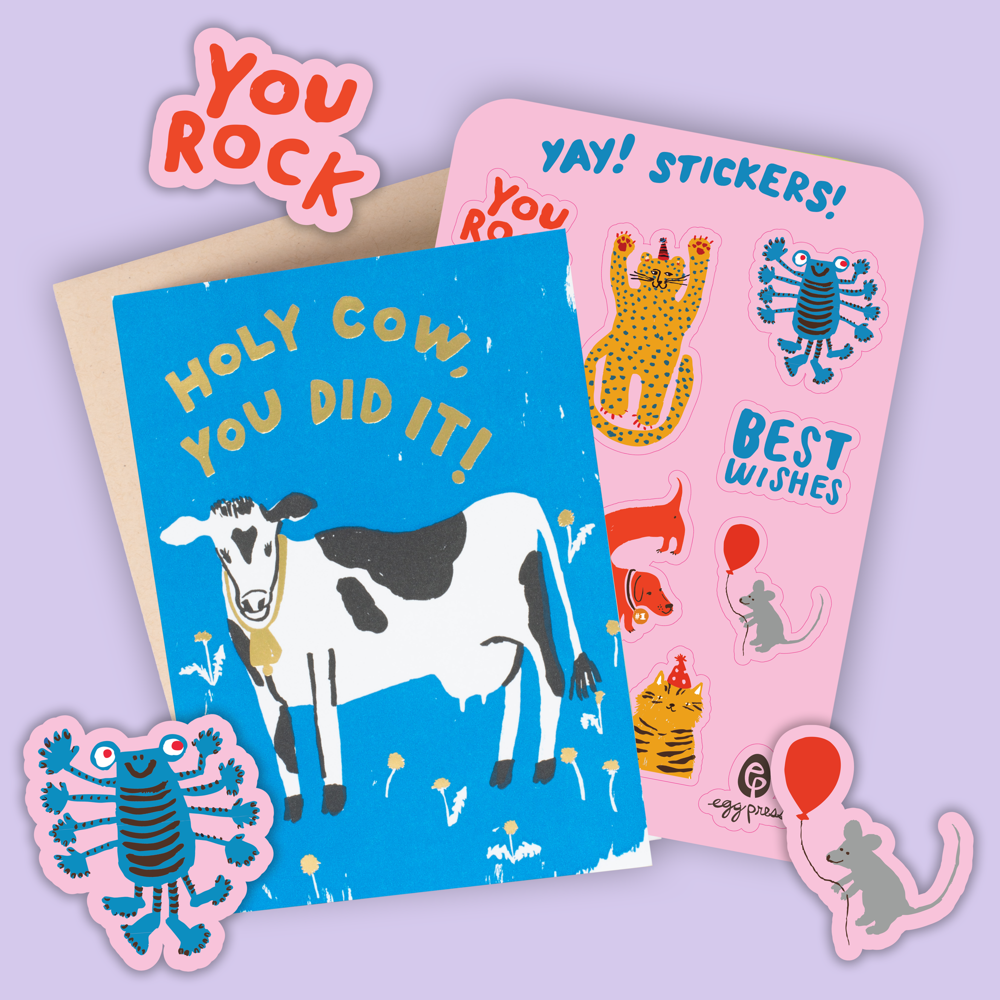 Card & Sticker Sheet Set - Holy Cow Congrats