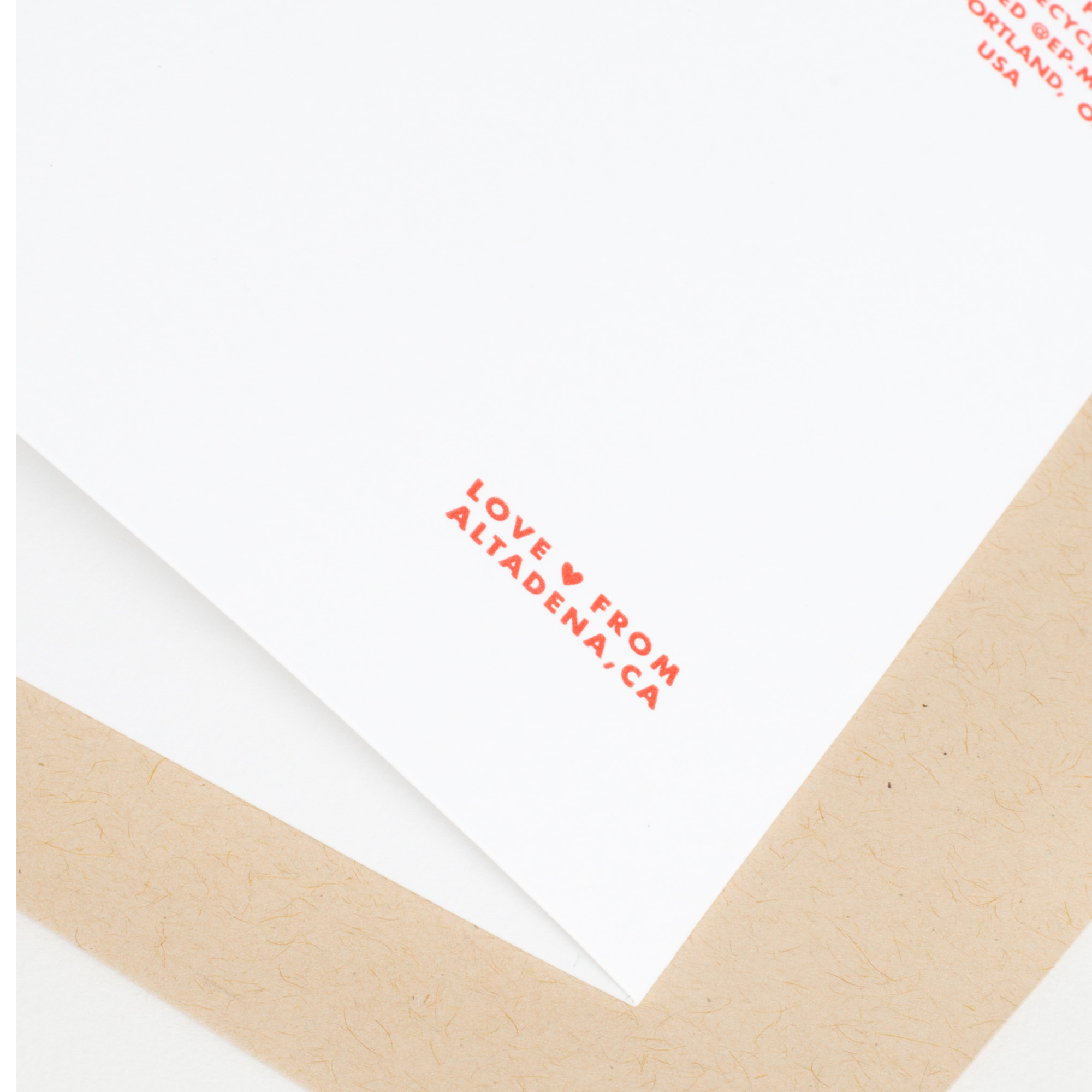 Envelope with 'Love from Altadena' text printed on it