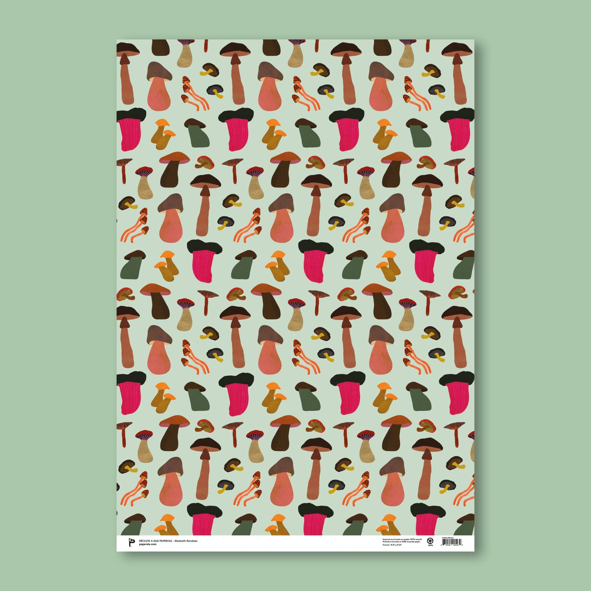Mushroom Wrapping Paper— single sheet