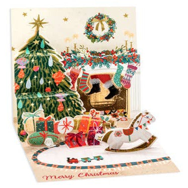 Christmas-themed greeting card with festive illustrations on a white background