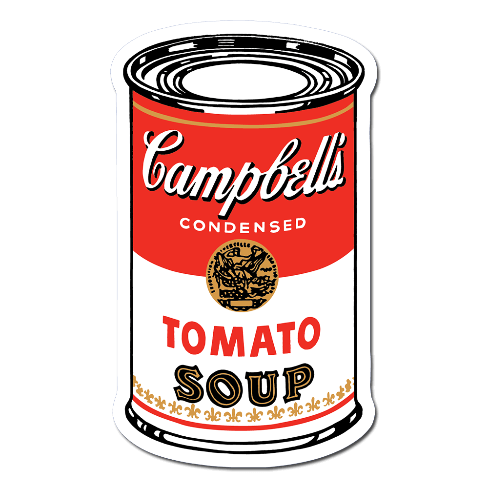 Campbell's Tomato Soup can with red label on a white background