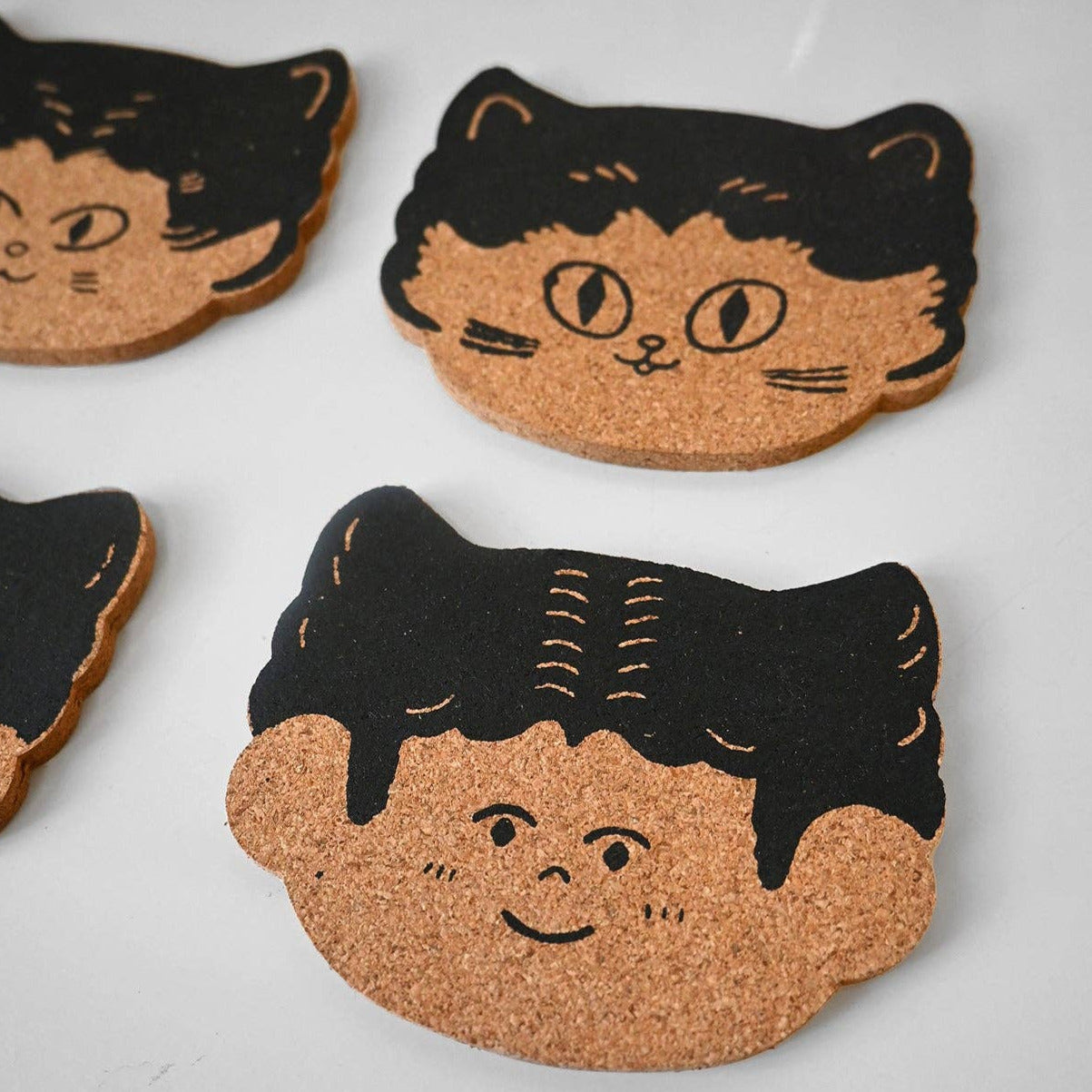 "Cat Person" Set of four cork coasters