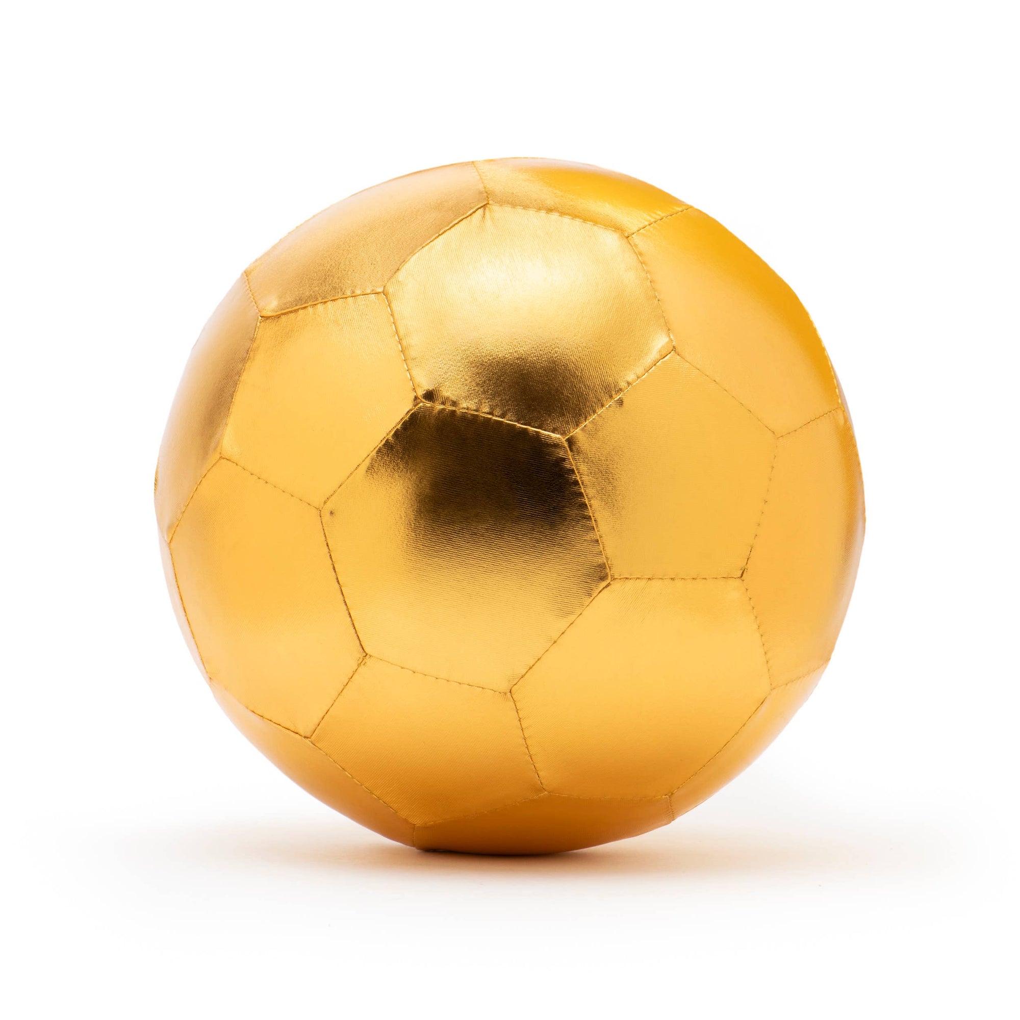 Gold soccer ball on a white background