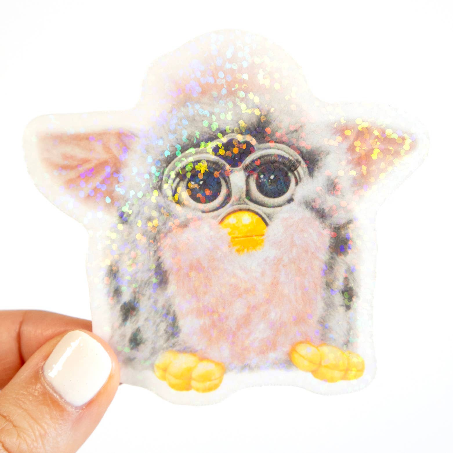 90s Retro Furby Toy Glitter  Vinyl Sticker