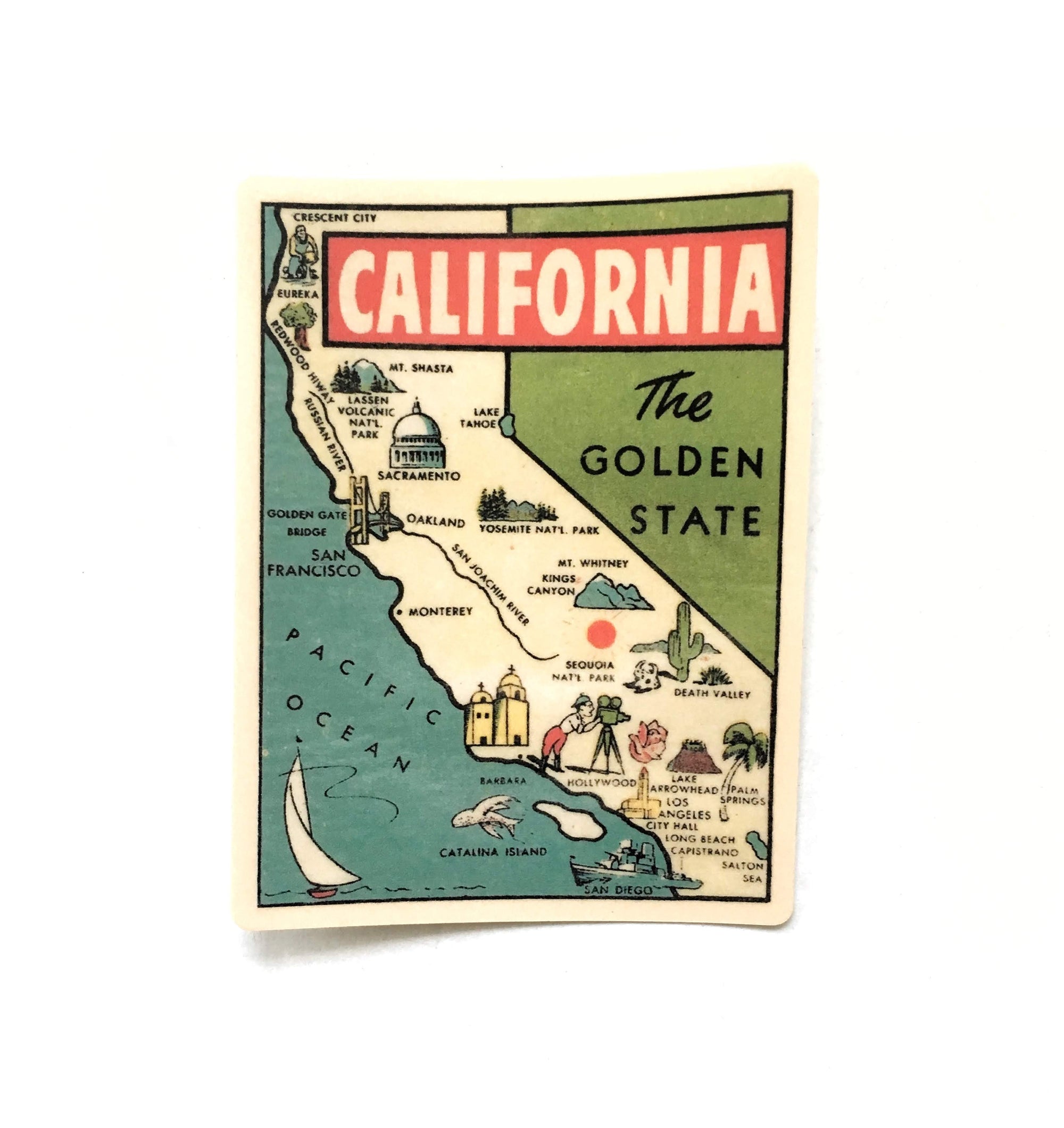 Vintage California Map Vinyl Sticker