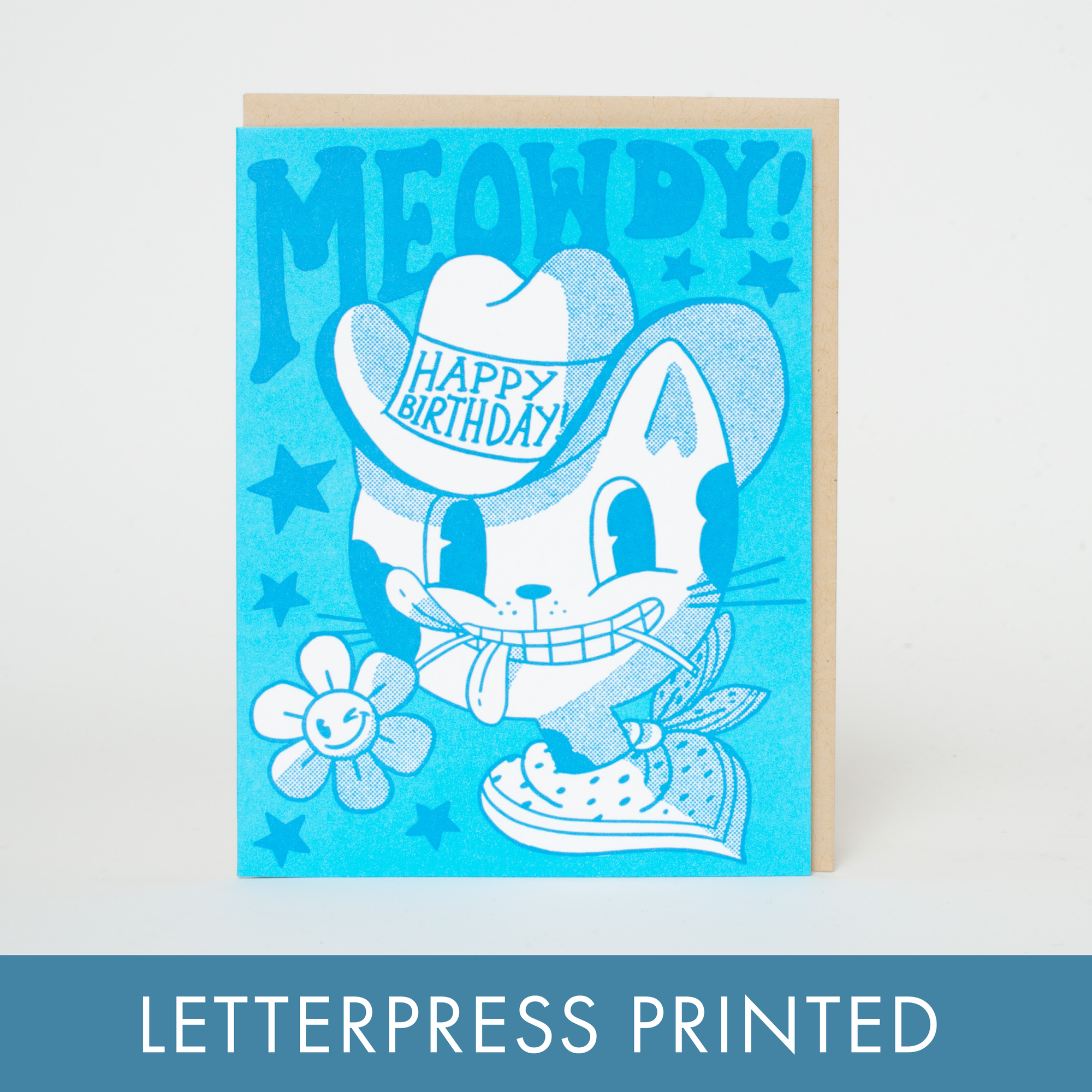 Meowdy Cat Letterpress Card