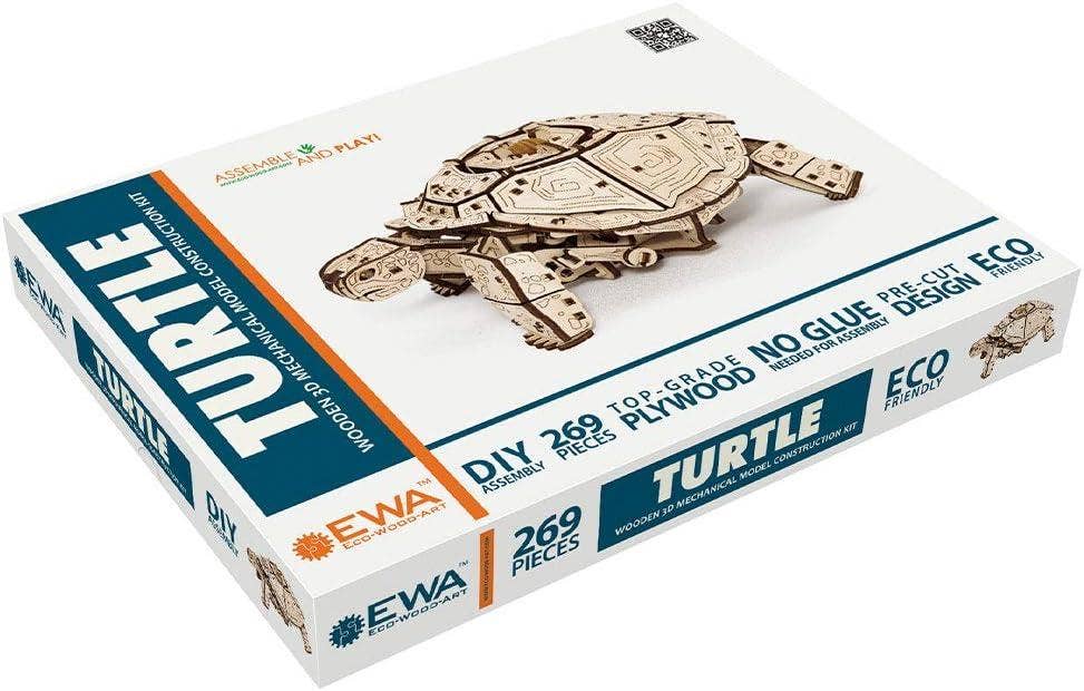 DIY Wooden Turtle -mechanical wind-up 3D-puzzle