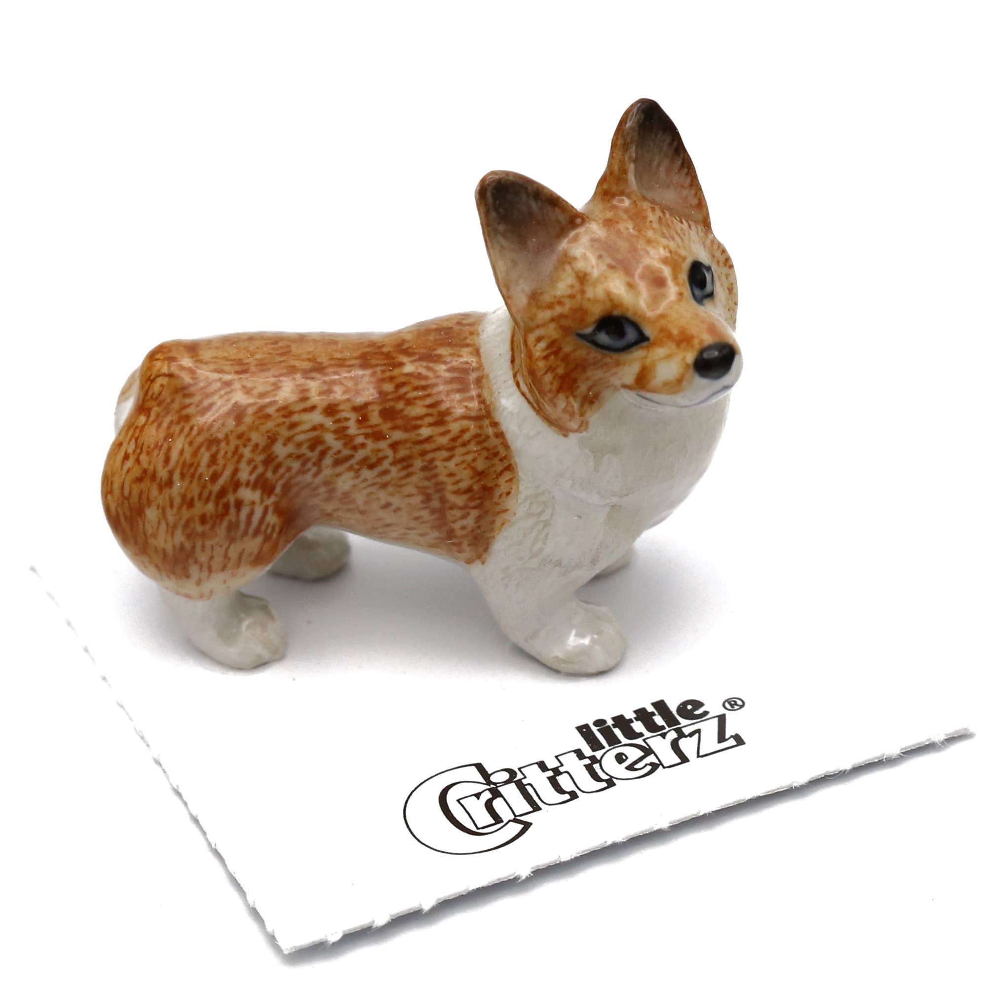 Small dog figurine with 'little Critterz' branding on a white background