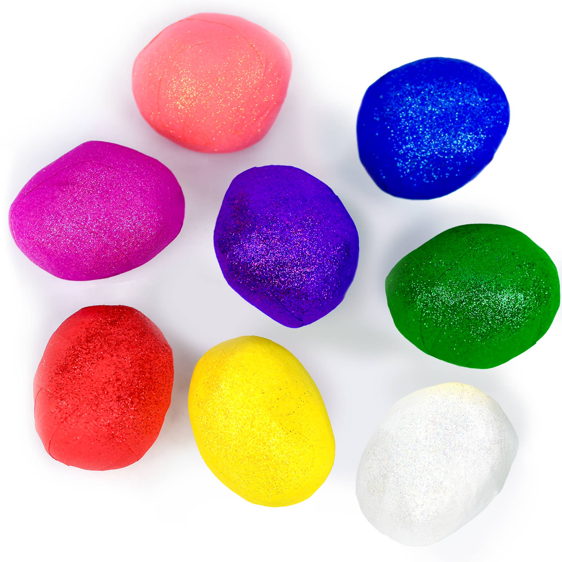 Set of colorful surprise balls on a white background