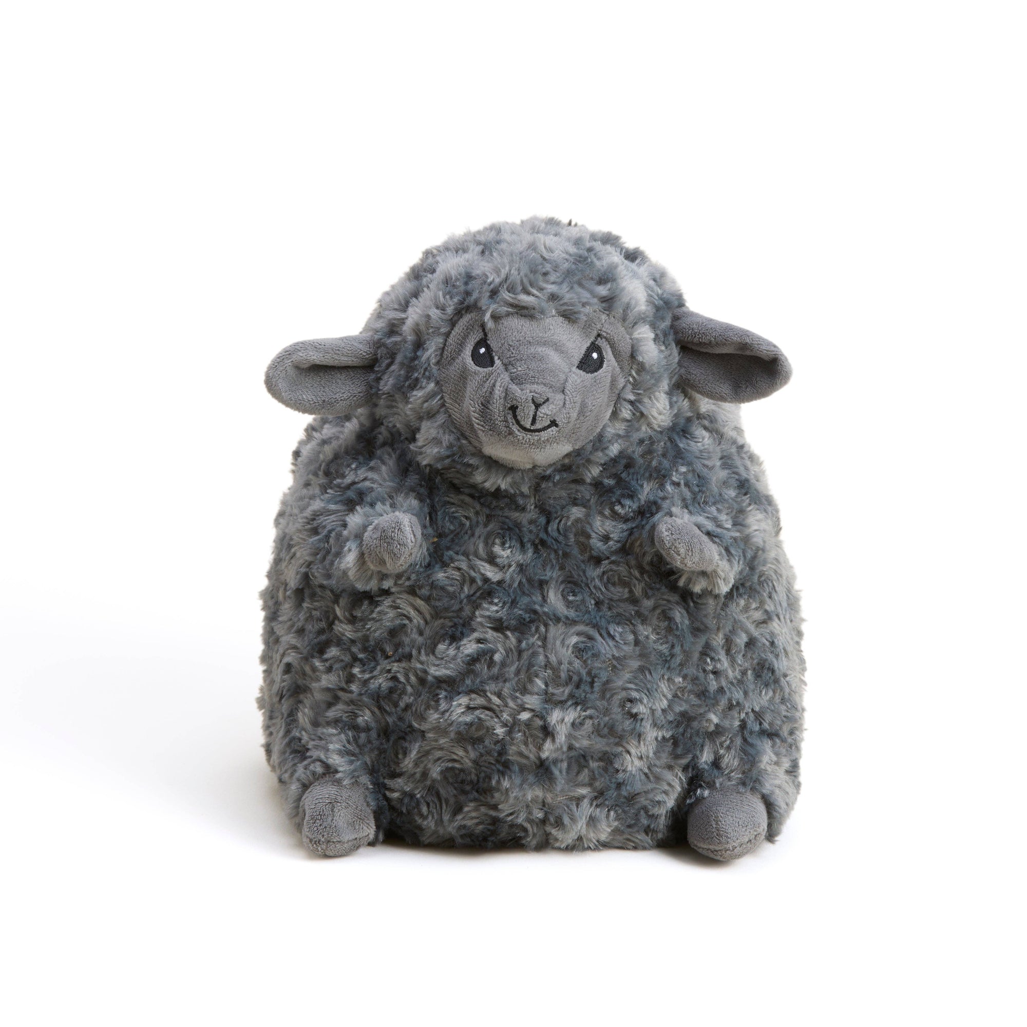 Plush toy sheep on a white background
