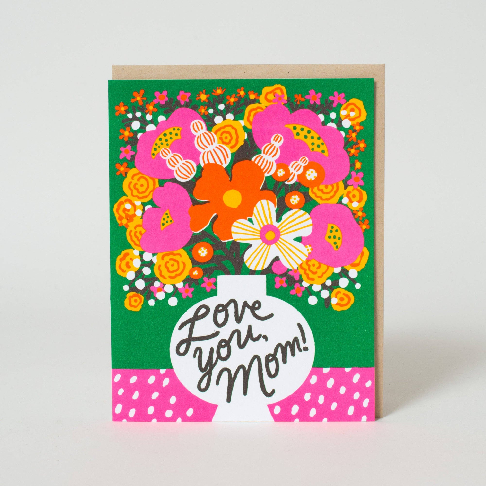 Love You Mom Flowers Card