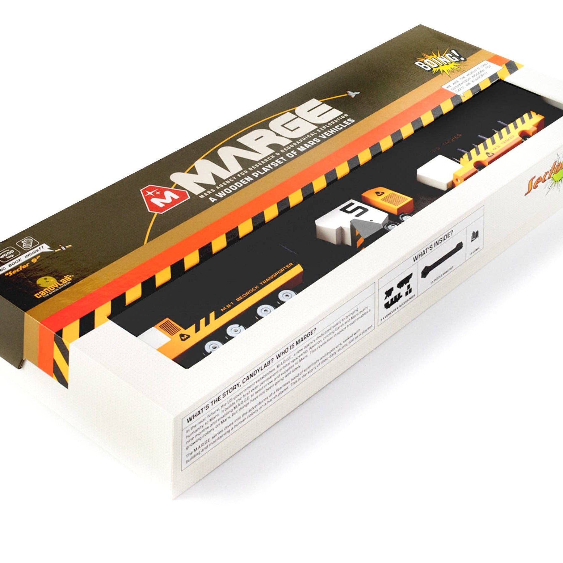 Toy car packaging on a white background