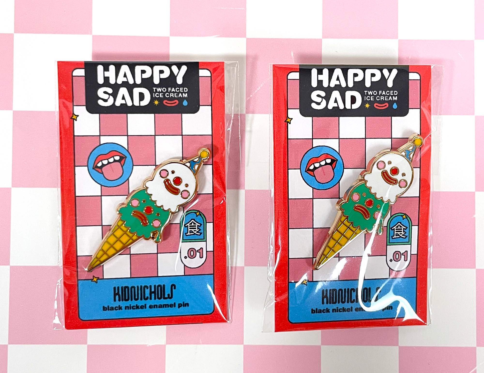 Happy Sad Ice Cream Enamel Pin