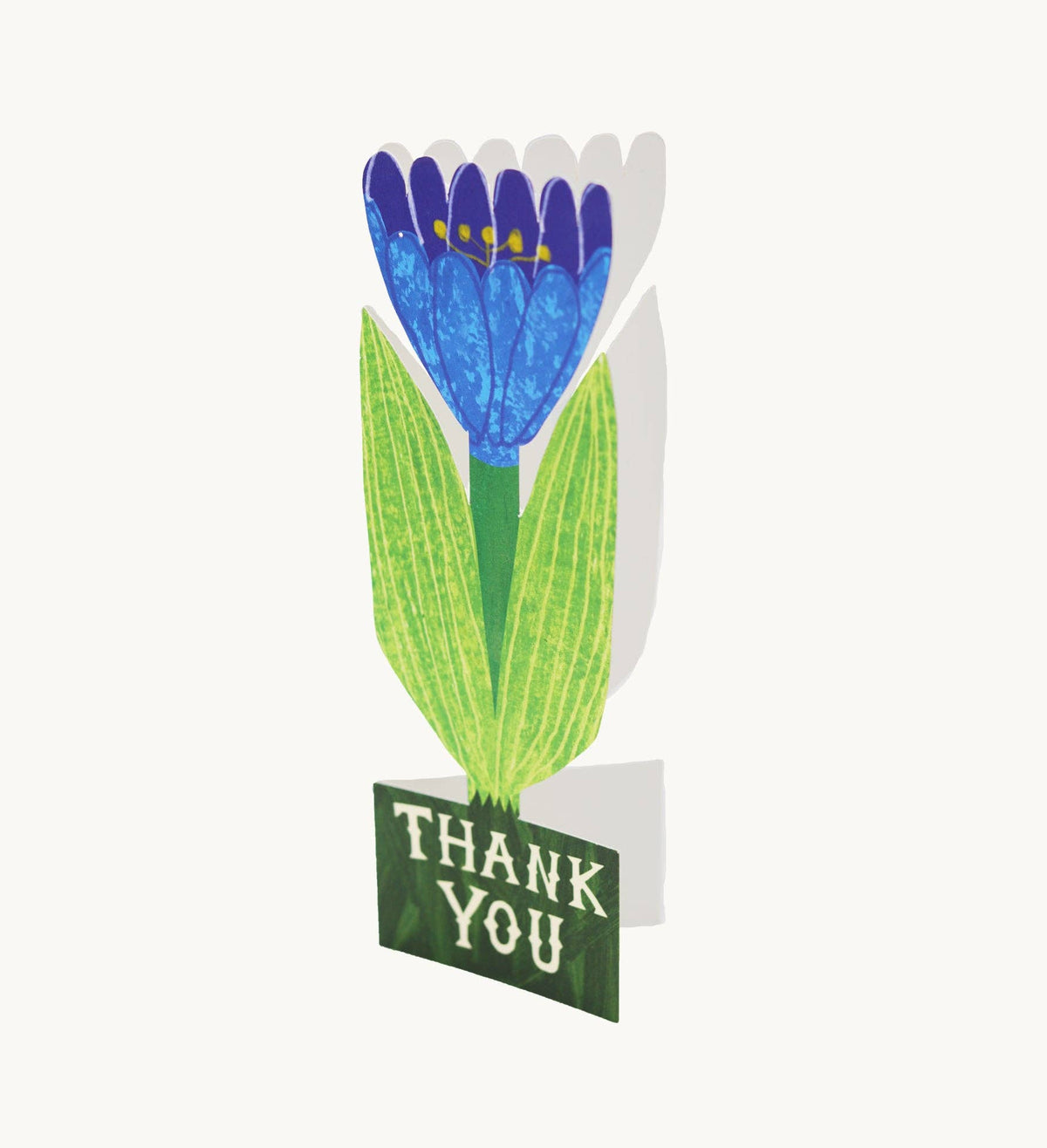 Card with a blue flower illustration and 'Thank You' text on a white background