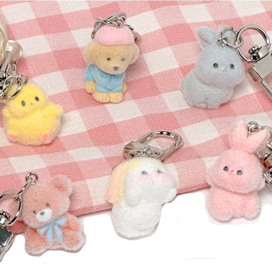 Softie Fluffy Animal Mini Keyring Bag Zipper Charm