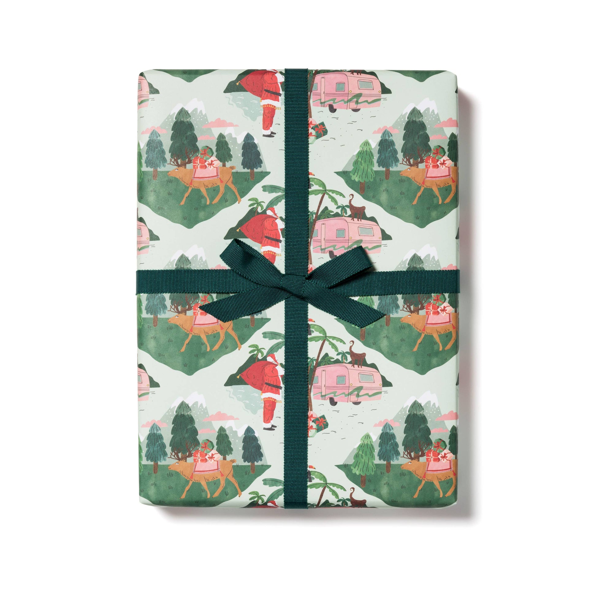 Santa Camper holiday wrapping paper -roll of 3 sheets