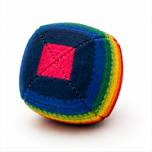 Colorful geometric ball toy on a white background