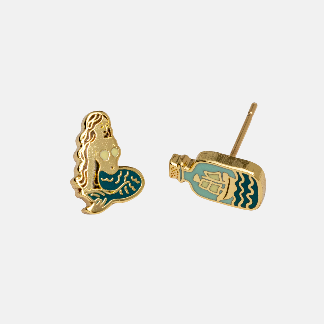 Mermaid & Bottle Earrings