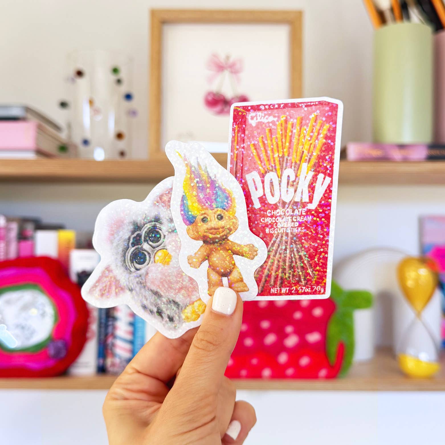 90s Retro Furby Toy Glitter  Vinyl Sticker