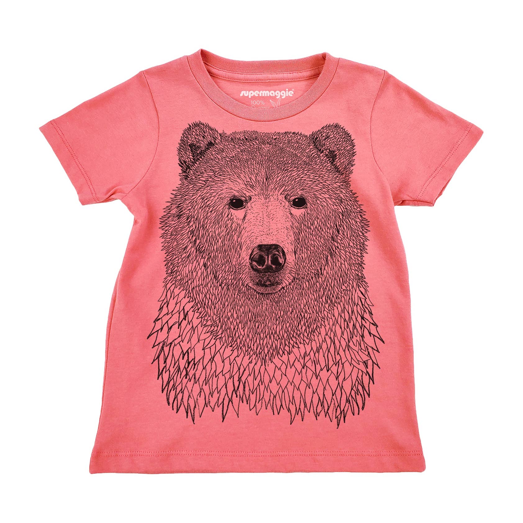 Organic Bear Kid's Cotton Tee -coral