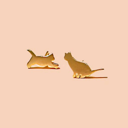 Cat Therapy Studs - 18K Gold Plated