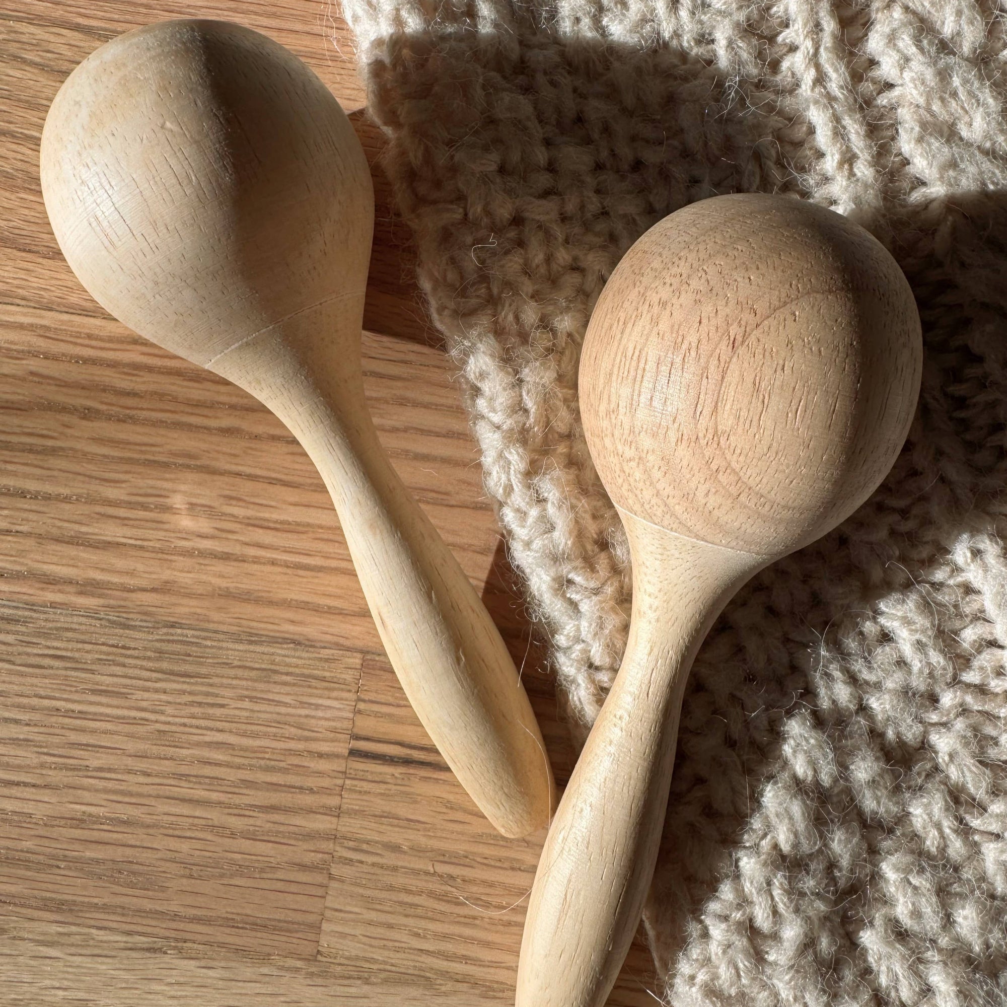 Handmade Oak Wooden Maracas 3yrs+