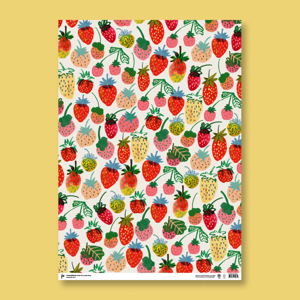 Strawberries Wrapping Paper— single sheet