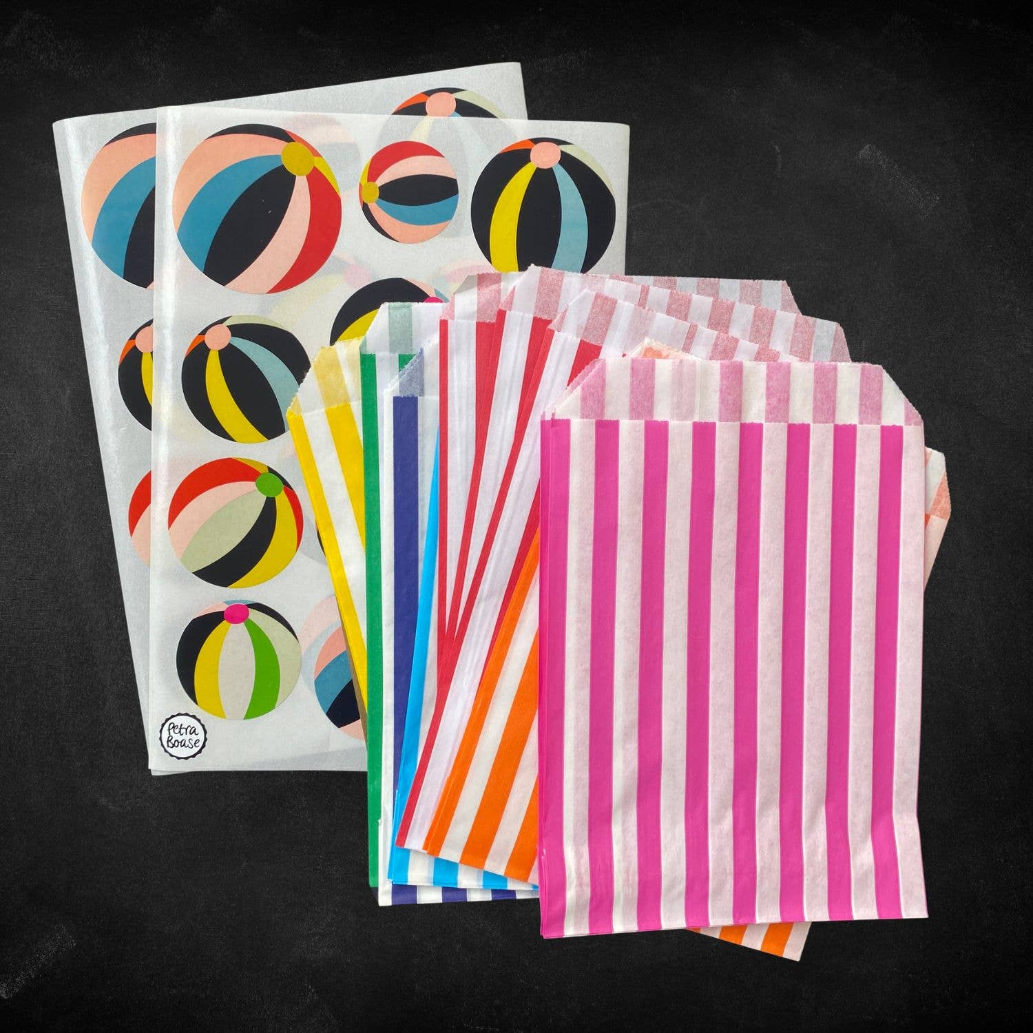 24 Assorted Party Favor Bags and Stickers
