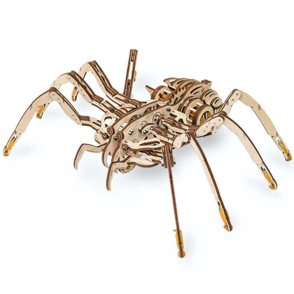 Metal spider model on a white background