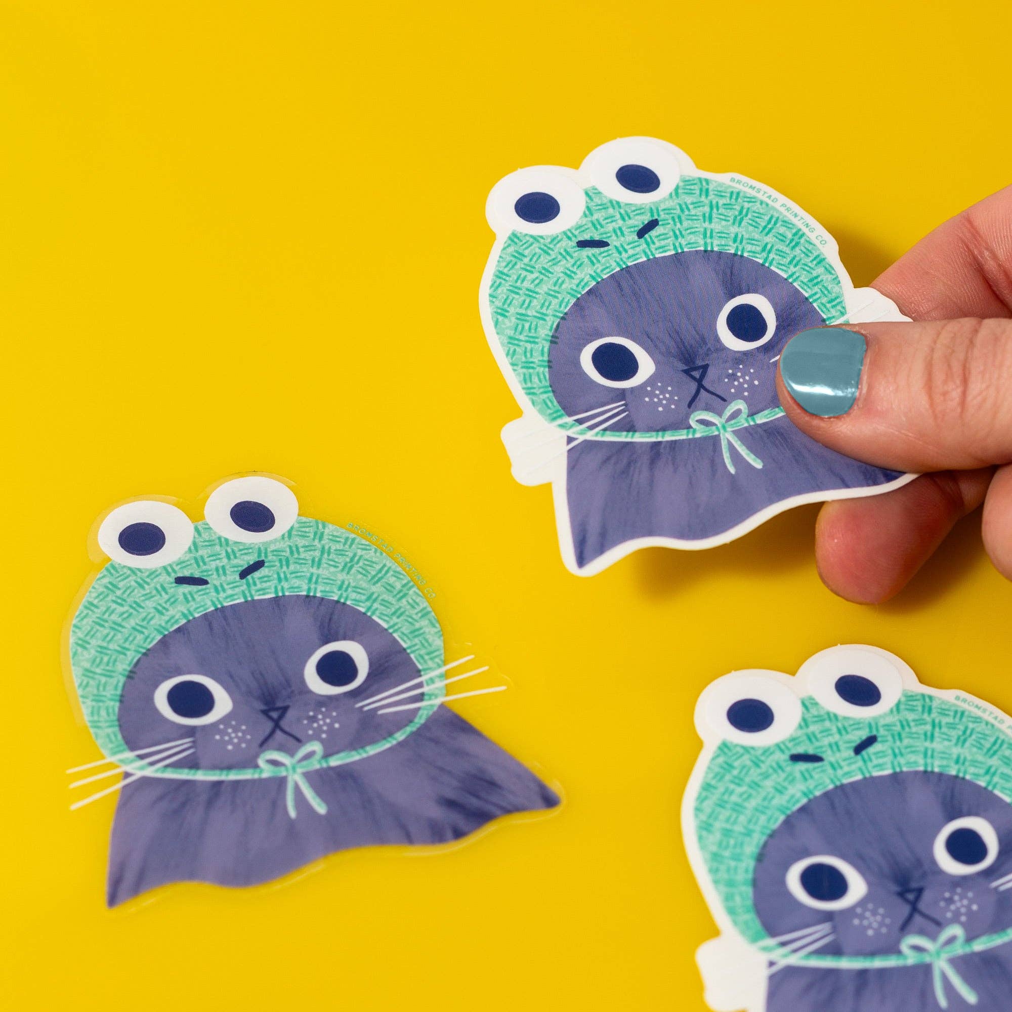 Frog Hat Cat Clear Sticker