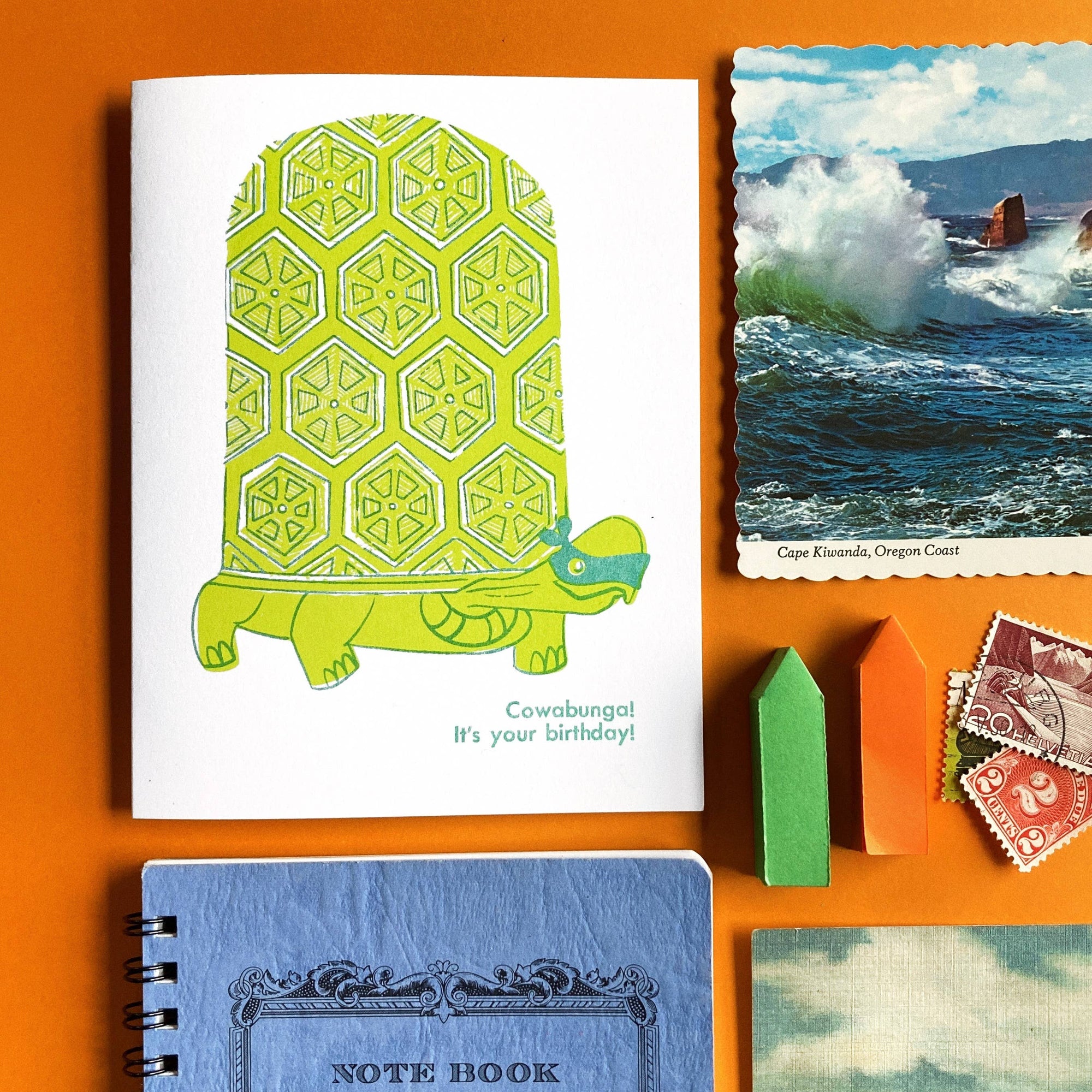 Cowabunga Birthday -  Risograph Greeting Card