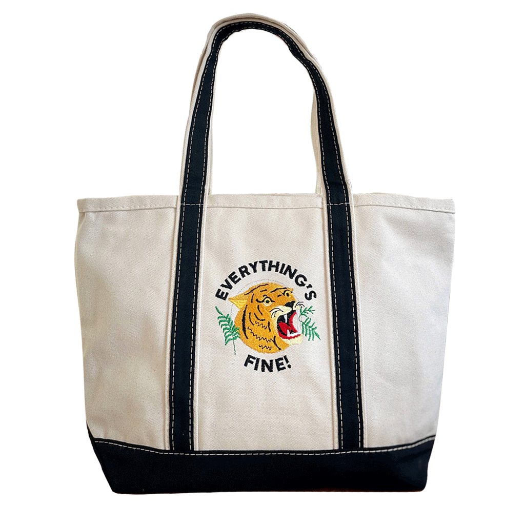 Everything's Fine! BiG Canvas Tote Bag Vintage Inspired
