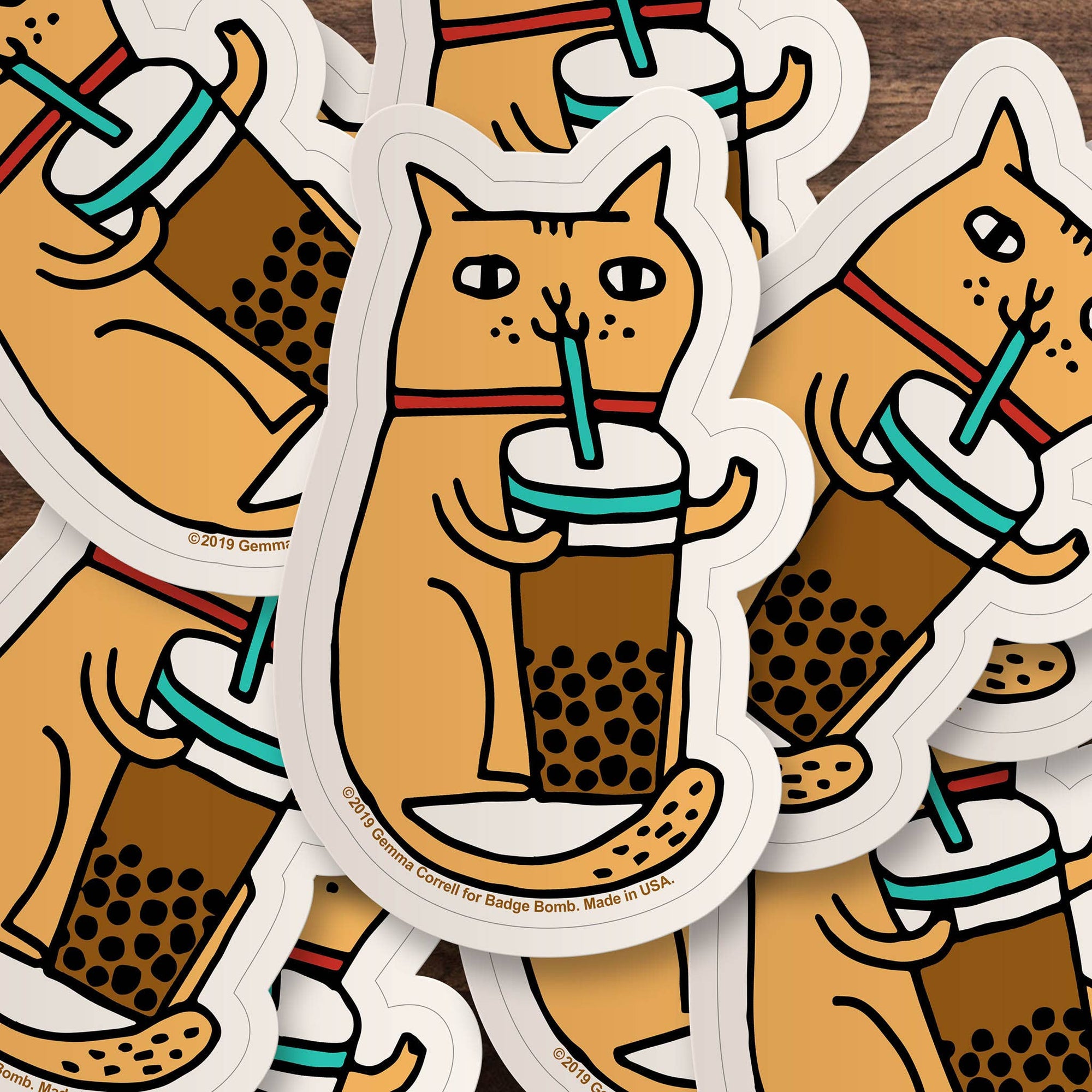 Bubble Tea Cat Big Sticker