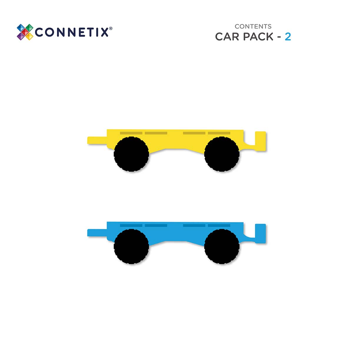 CONNETIX Magnetic Tiles Rainbow Car Pack - 2 Pcs