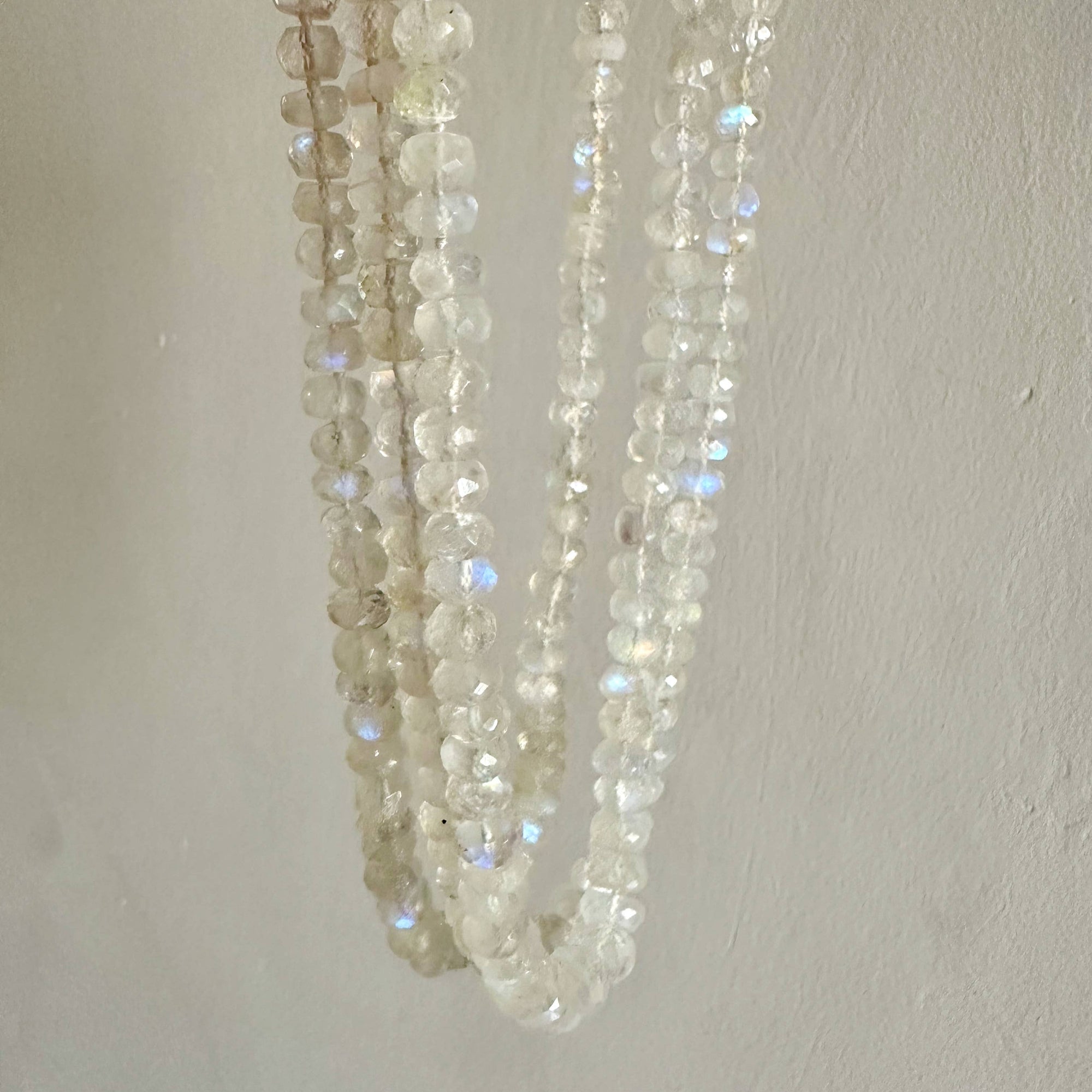 Beaded necklace with a white background