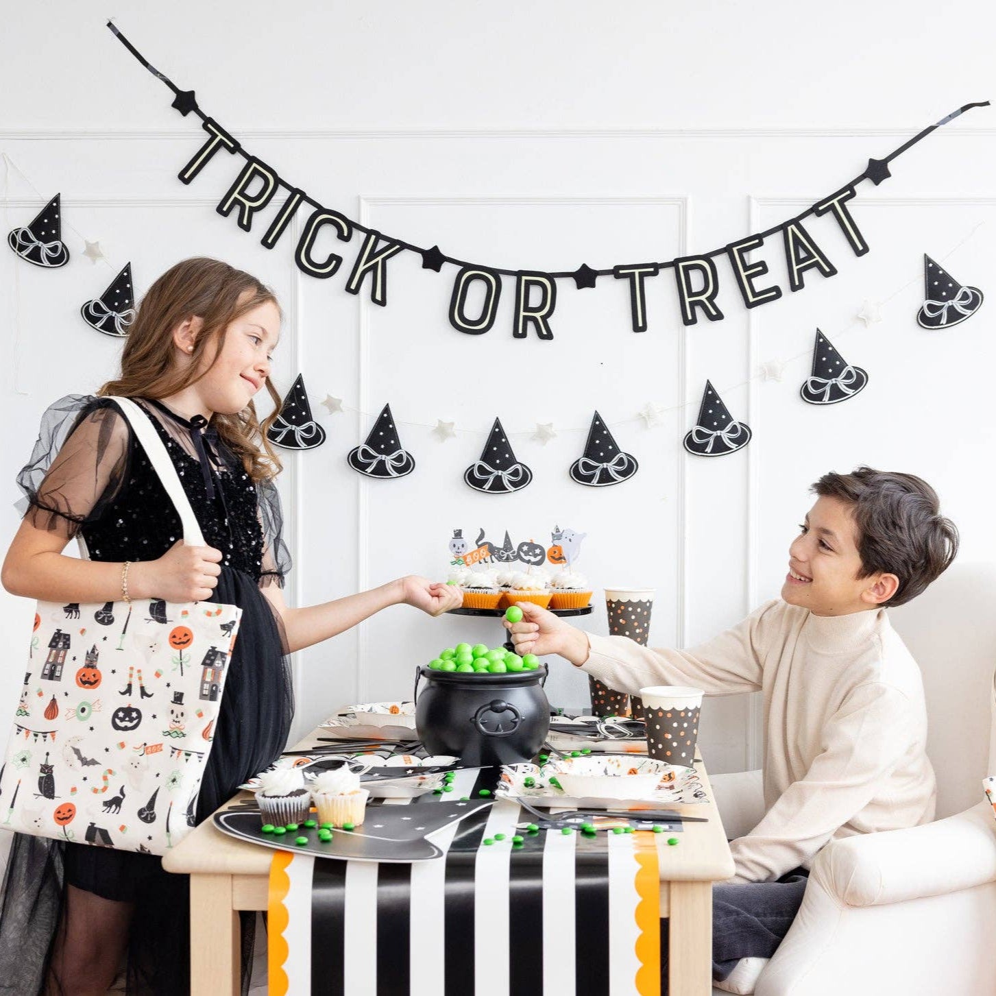 Tricks & Treats Halloween Canvas Tote Bag