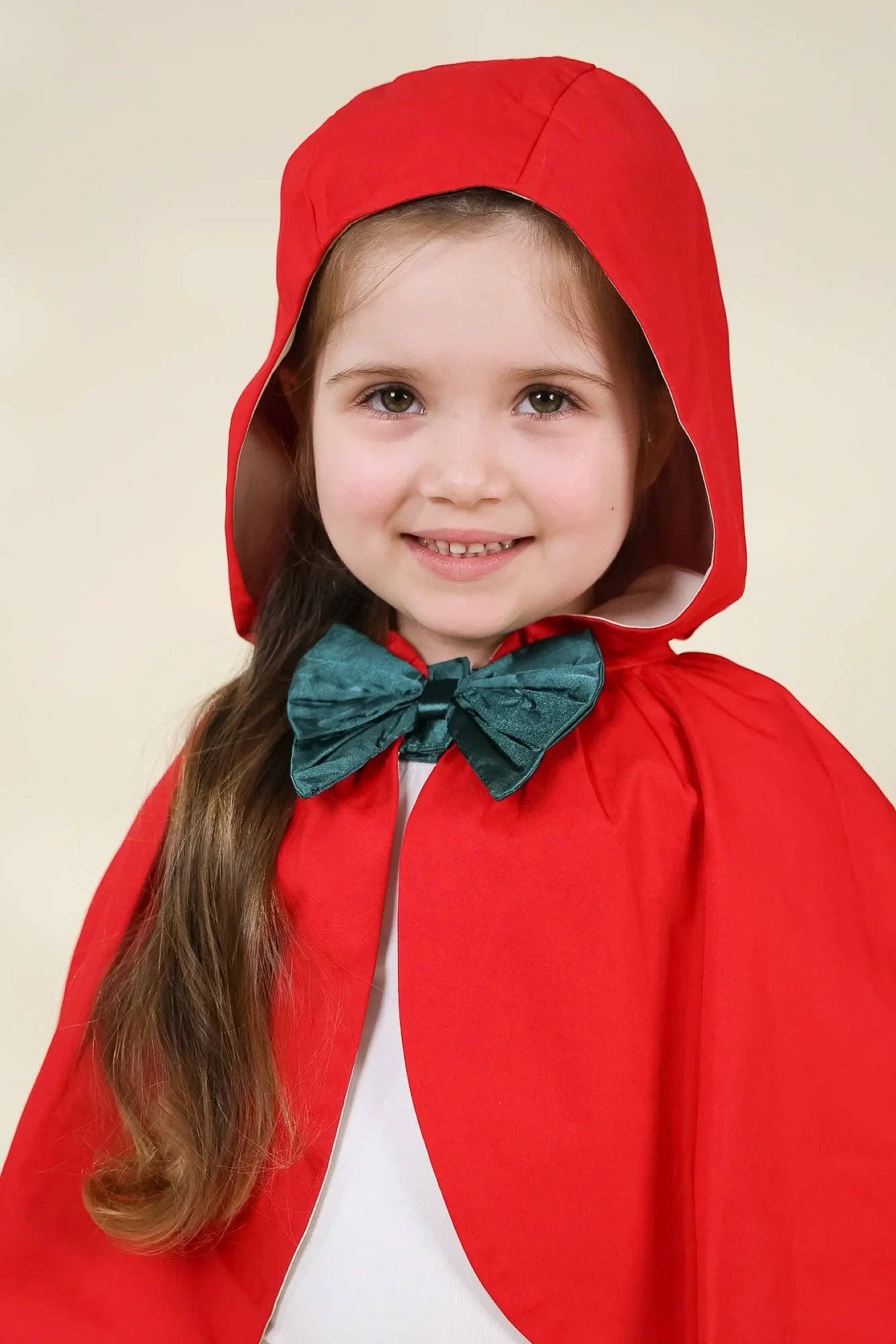 Role Play Dress-Up Red Cotton Twill Cape with Bow