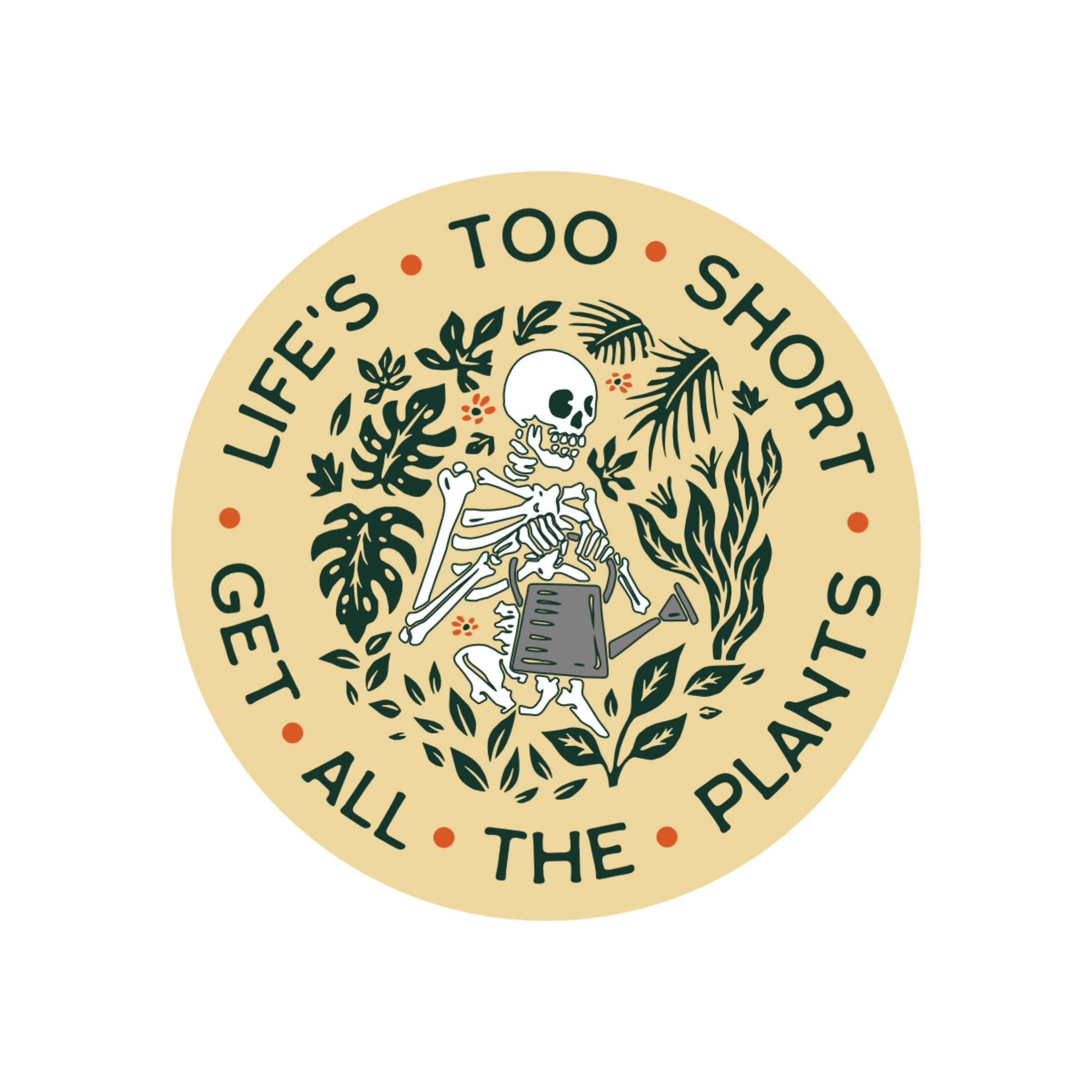 Cute Funny Plant Life Skeleton High Quality Vinyl Sticker