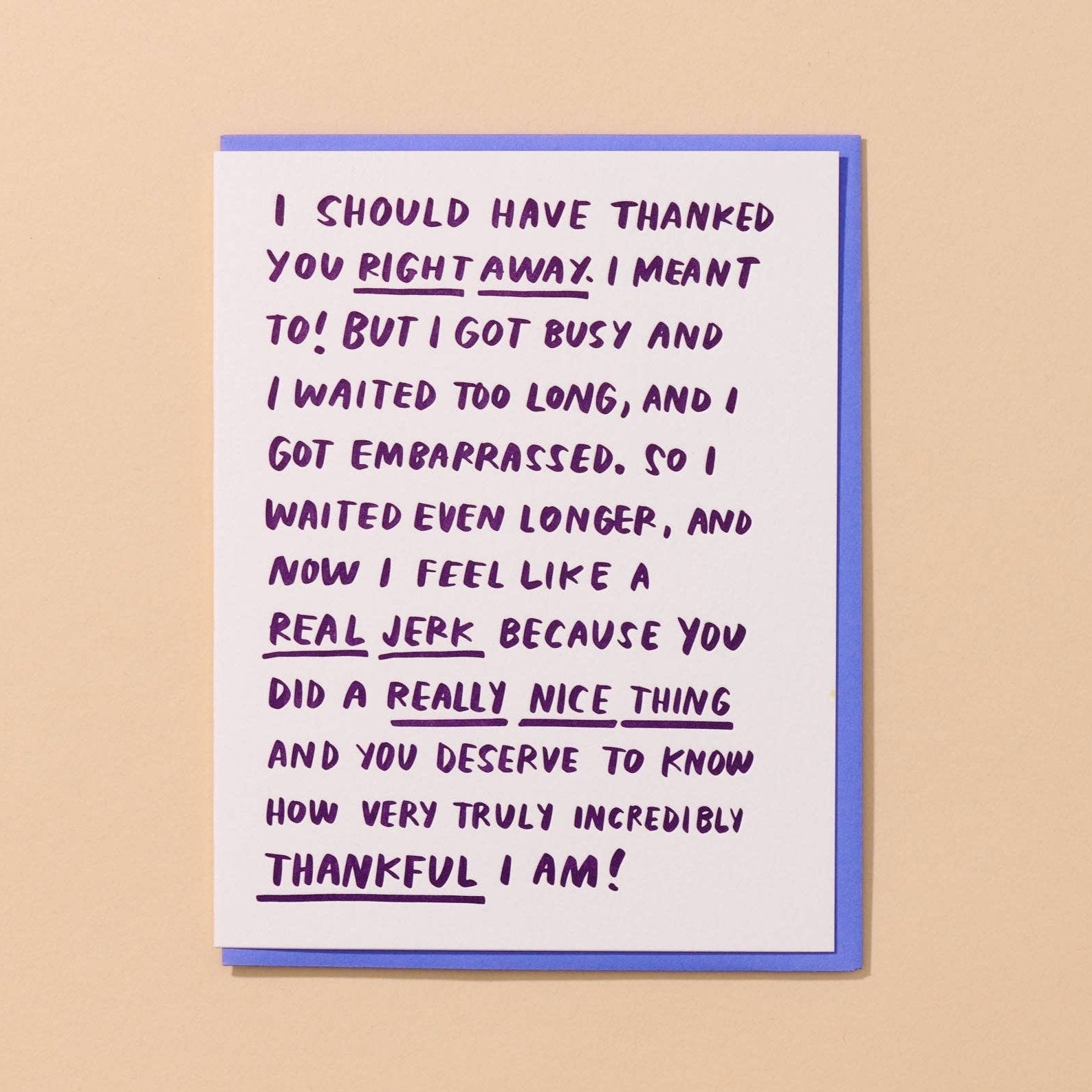 Belated Rambling Thank You - Letterpress Card