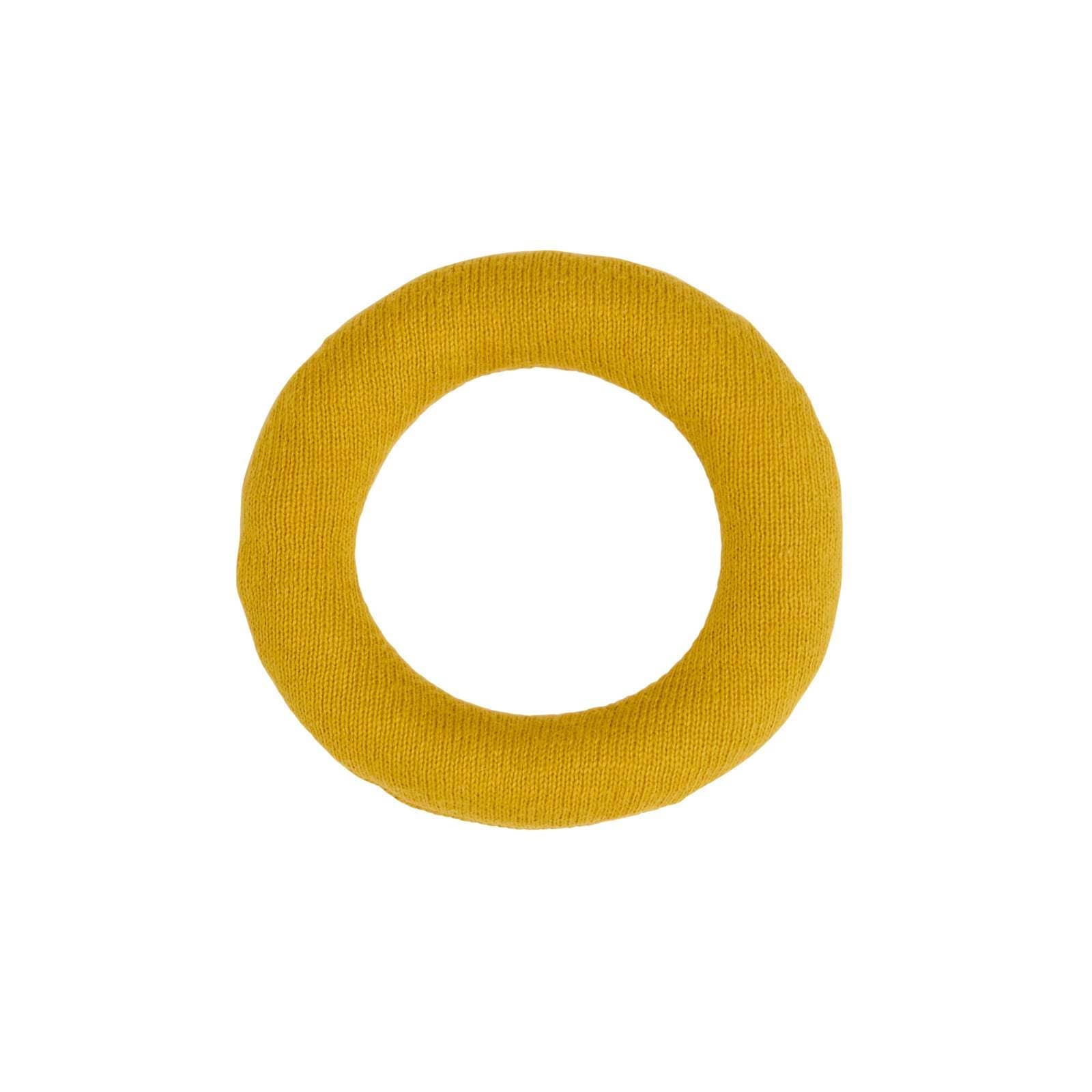 Yellow knit tube on a white background
