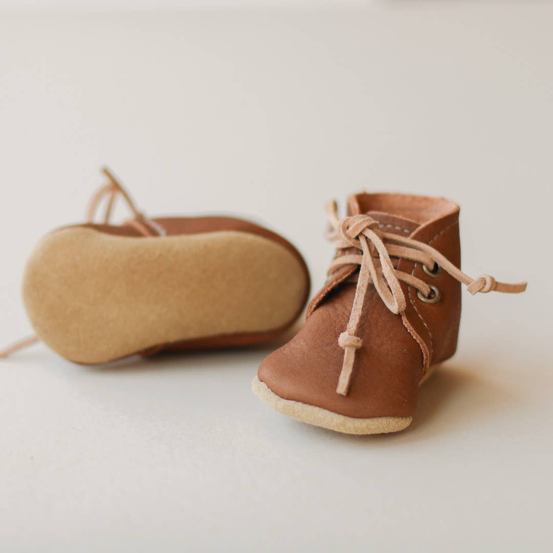 Baby Leather Mary Janes in Walnut