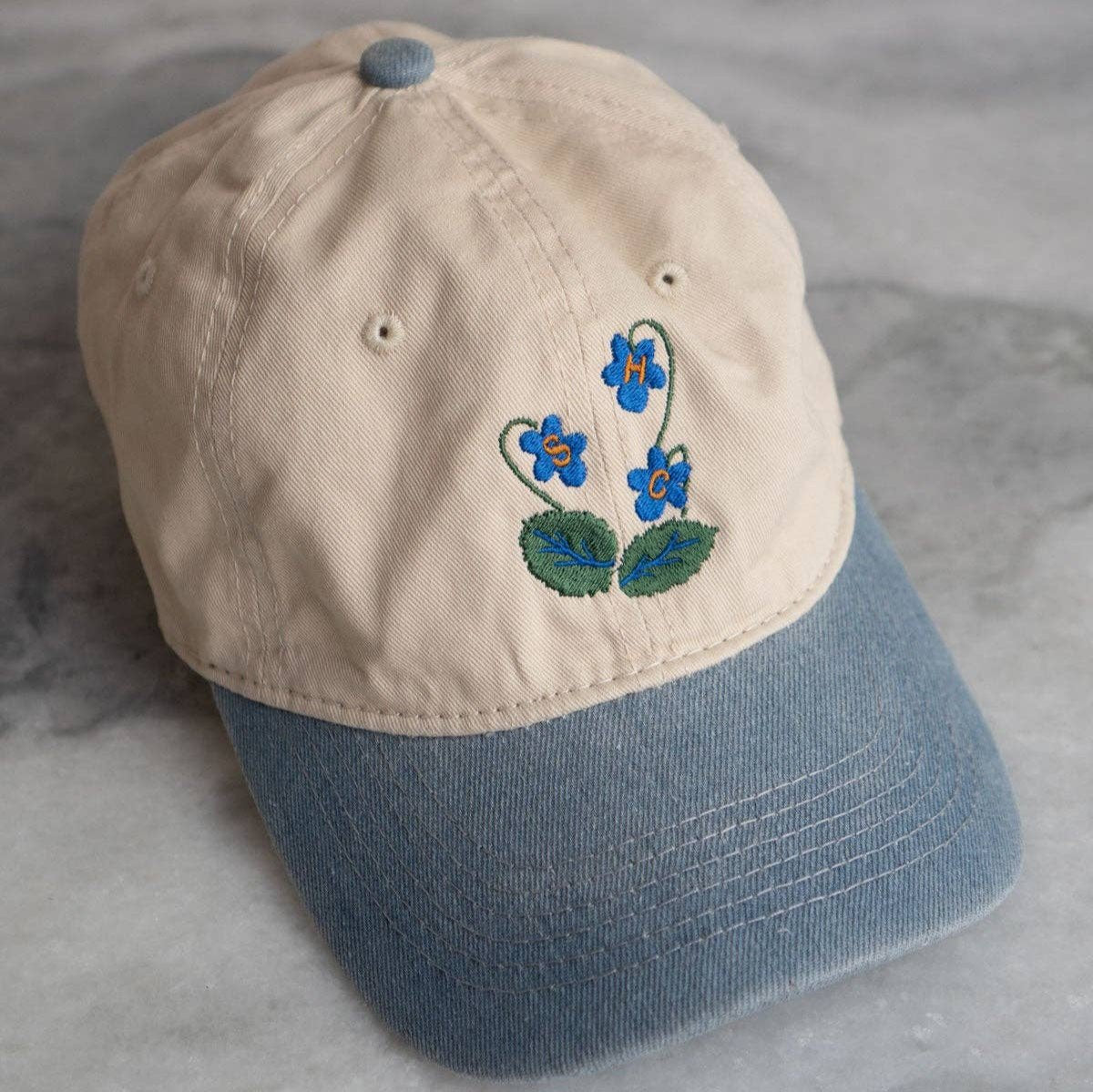 Blue Blooms Two-Tone Dad Hat