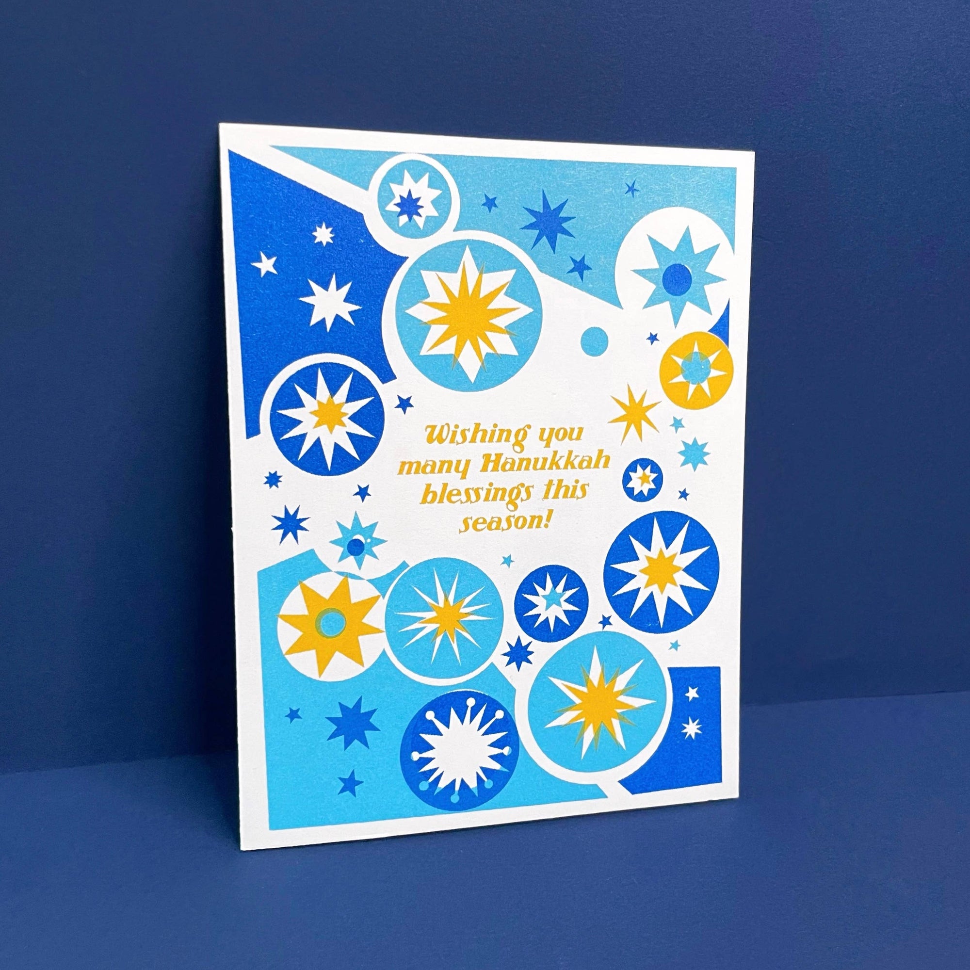 Hanukkah Blessings - Jewish  Risograph Holiday Card 