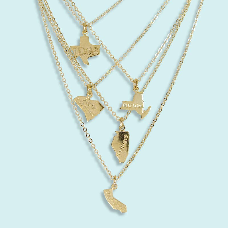 Gold California Charm Necklace