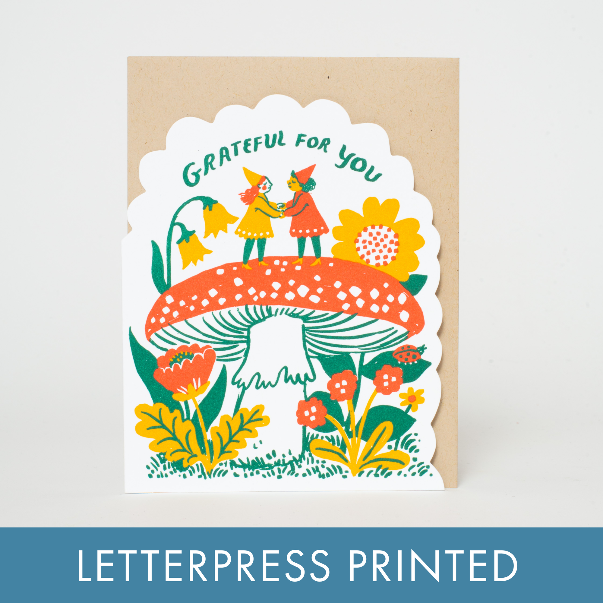 Grateful Gnomes Letterpress Card- Phoebe Wahl